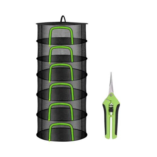 6 Layer Drying Rack with 6.5 Inch Precision Trimming Shears for Harvest Processing