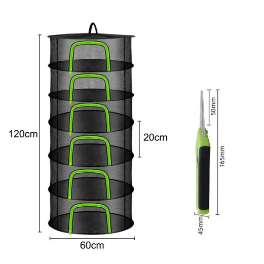 6 Layer U-Shape Drying Rack with 6.5 Inch Precision Trimming Shears for Harvest Processing